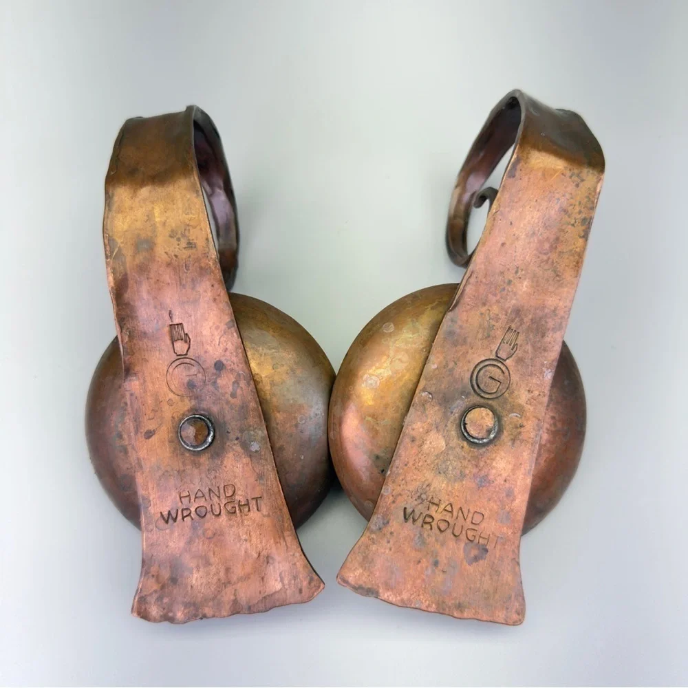 Vintage Erhard Glander Hand Hammered  Copper Candleholders